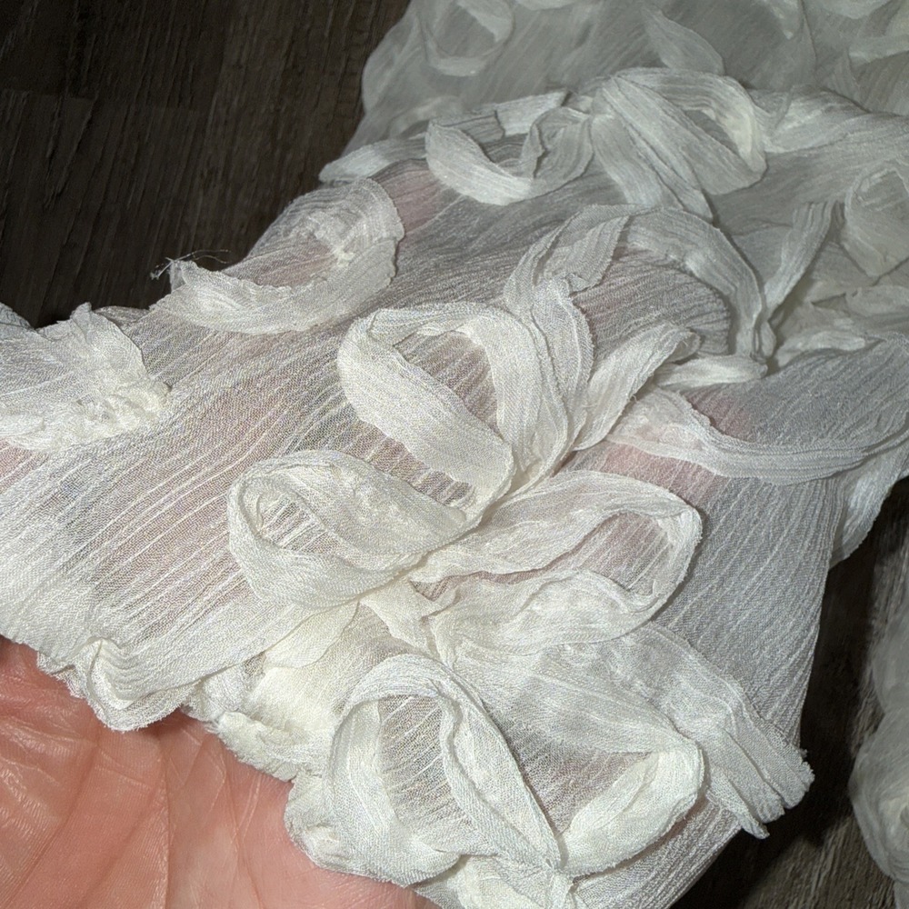 Loft Ivory Floral Appliqué Blouse Tie Back S - Picture 4 of 7